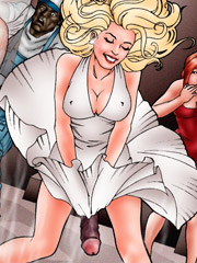 Hot threesome cartoon fucking with a blonde shemale with a black cock
