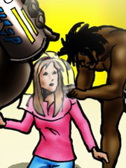 Blonde slut loves fucking with black dudes in turn