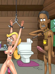 Slim body cartoon blonde babe with big tits gets hanged and tortured as rag doll.