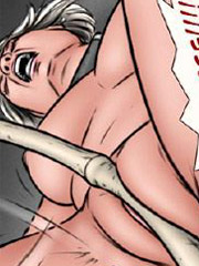 Slave girl gets her pussy whipped by bamboo stick!
