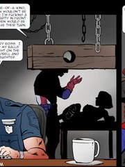 Hot blonde with a collar and shinju gets tortured with electric nipple clamps and her face cummed in awesome bondage comics
