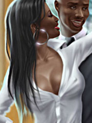 White sissy made serves two hot ebony dominas and their male partner 3d art